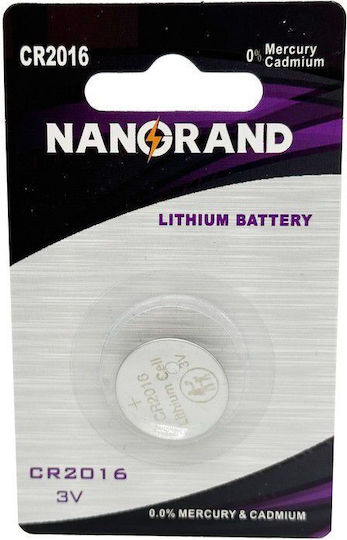 Nanorand Μπαταρία Λιθίου Ρολογιών CR2016 3V 1τμχ