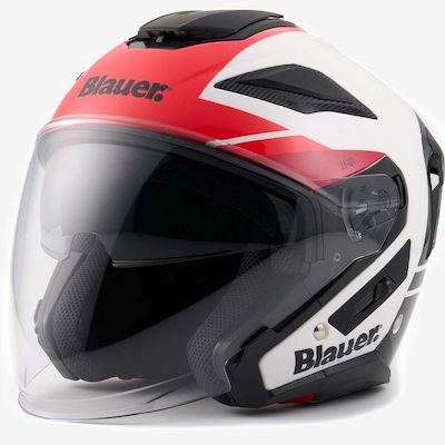 Blauer H.T. Jet Helmet with Sun Visor ECE 22.06 1450gr H139 Glossy White/Red