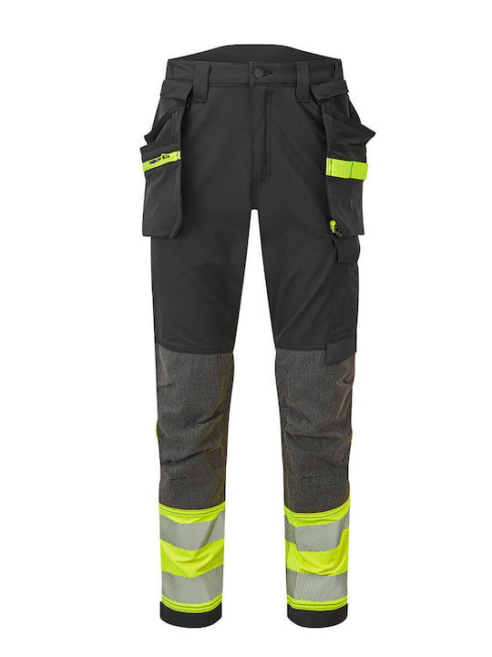 Portwest EV442 Pantaloni De Lucru Cu Elemente Reflectorizante Galben/Negru Lung