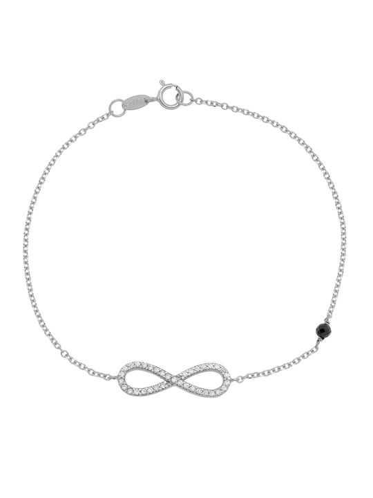 Infinity Bracelet Chain with design Infinity made of White Gold 9K with Zircon