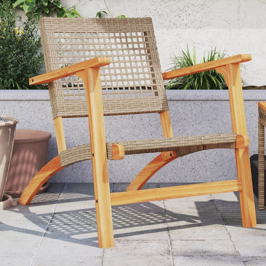 Outdoor-Stuhl Rattan Beige 2Stück 54x40x76εκ.