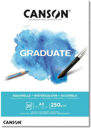 Canson Watercolour Pad Graduate A3 29.7x42cm 20 Sheets