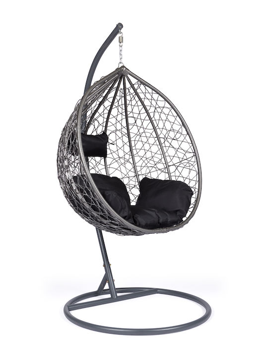 Klikareto Garten- und Veranda-Schaukeln Nest mit Gestell Rattan 107x103x200cm Graue