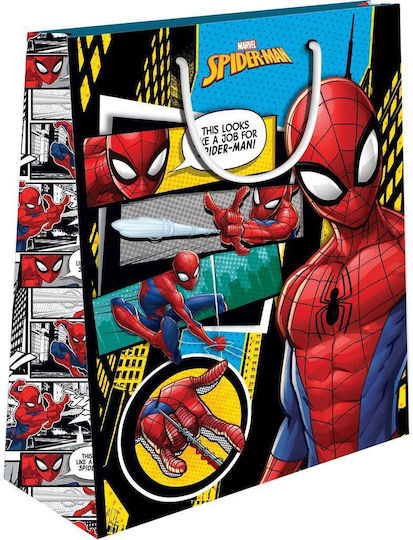 The Littlies Χάρτινη Τσάντα για Δώρο με Θέμα "Spiderman" Κόκκινη 33x12x45εκ.