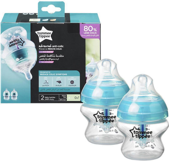 Tommee Tippee Πλαστικό Μπιμπερό Advanced Κατά των Κολικών με Θηλή Σιλικόνης για 0+ μηνών 150ml 2τμχ