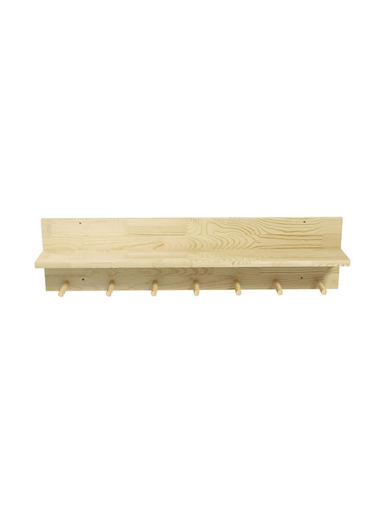 HomCom Κρεμάστρα Τοίχου Ξύλινη 7 Θέσεων Καφέ 80x20x12cm