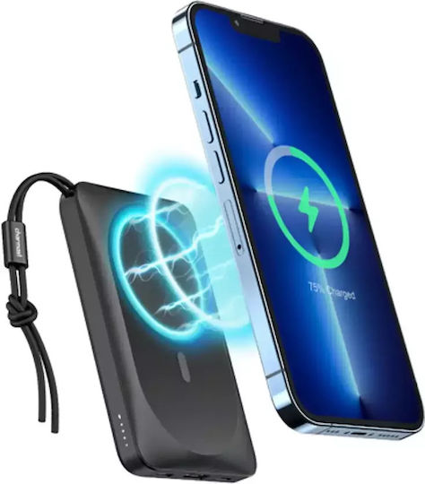 Charmast W1151 MagSafe Power Bank 10000mAh 20W με Θύρα USB-A και Θύρα USB-C Power Delivery / Quick Charge 3.0 Μαύρο