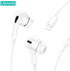 Usams SJ621MHS01 In-ear Handsfree Ακουστικά με Βύσμα Lightning Λευκό