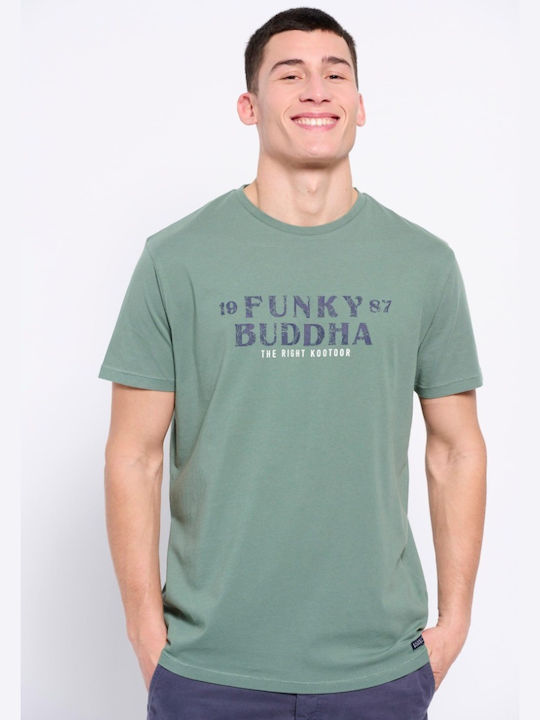 Funky Buddha T-shirt Bărbătesc cu Mânecă Scurtă Dusty Green