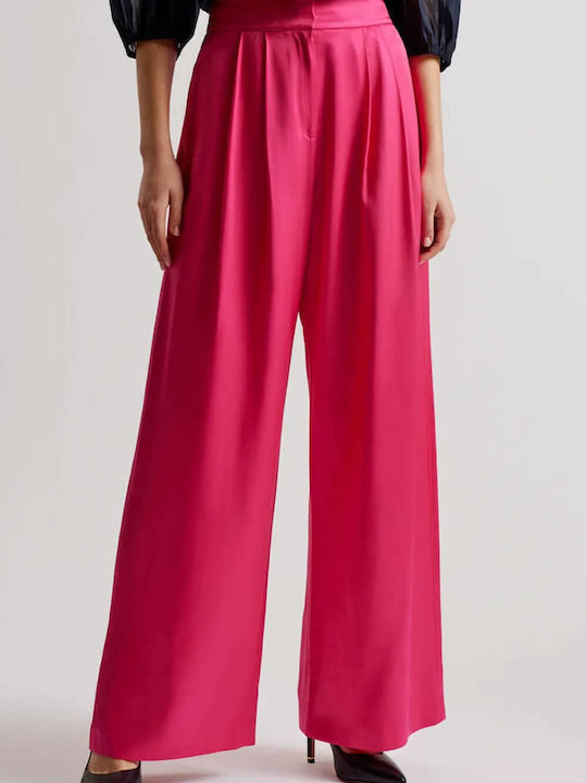Ted Baker Γυναικείο Υφασμάτινο Παντελόνι Wide Ροζ