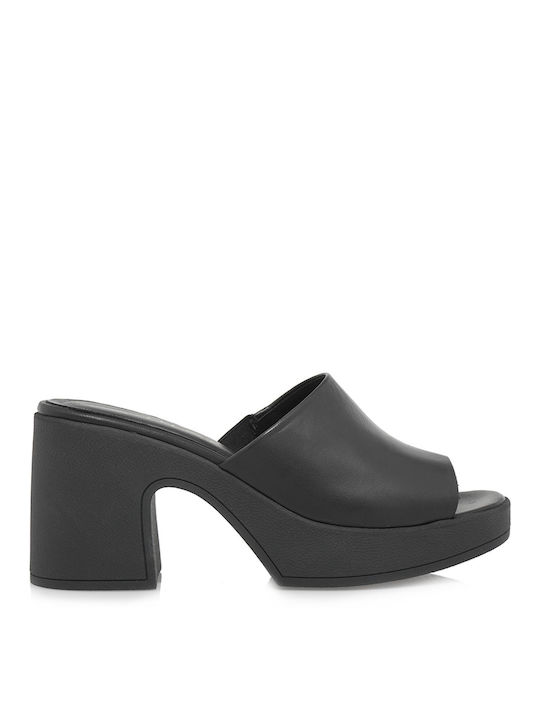 She's Heel Leather Mules Black