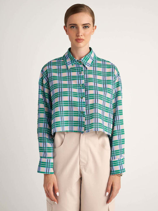 Hemithea Women's Checked Long Sleeve Shirt Green