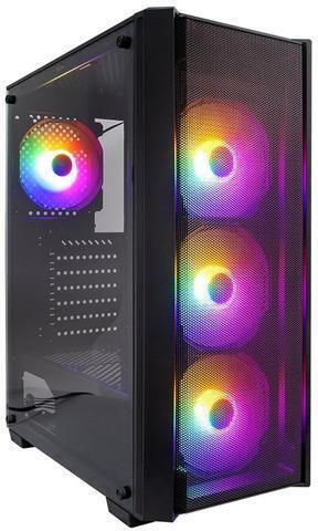 1STPLAYER Fire Dancing V4 Gaming Midi Tower Computer Case with Side Window and RGB Lighting Black