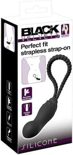 You2Toys Black Velvets Strapless Strap On with Dildo 22cm in Black Color