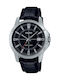Casio Enticer Men's Watch 42mm Battery with Black Leather Strap