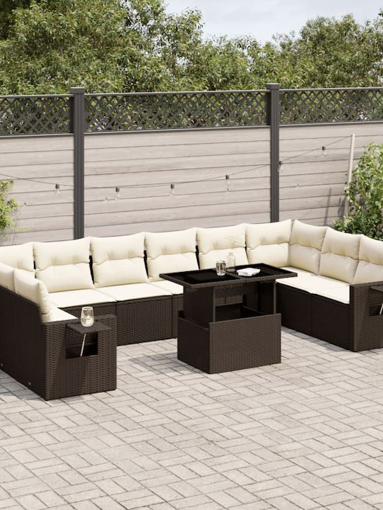 Σετ Σαλονιού Εξωτερικού Χώρου 11τμχ Καφέ με Μαξ...