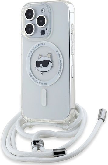 Karl Lagerfeld Iml Choupette Head & Cord Magsafe Umschlag Rückseite Kunststoff / Silikon mit Band Transparent (iPhone 13 Pro Max)