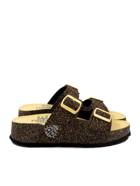 Yokono Leder Flache Sandalen für Damen in Braun...