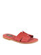 Leder Flache Sandalen für Damen in Rot Farbe