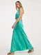 Hemithea Satin Hohe Taille Maxi Rock Aqua