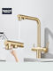 Naron Kitchen Faucet Counter with Shower Brushed Gold