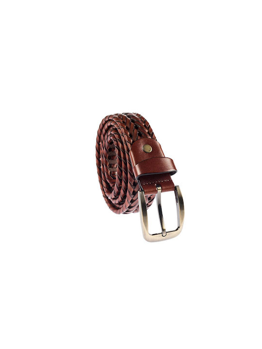 Senior Men's Knitted Leather Belt Brown