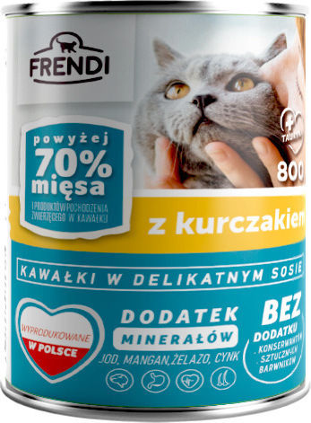 Frendi Wet Food for Adult Cats with Chicken and Poultry Diet 800gr