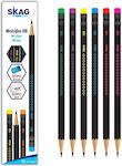 Set of 12 Black HB Pencils with Eraser and Sharpener Skag 302395