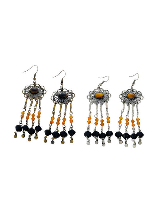 Metal Beaded Earrings 2 Colors - Brown