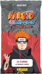 Pachet de valoare cu cărți de joc de tranzacționare Panini Naruto Shippuden Akatsuki Attack - 26 de cărți