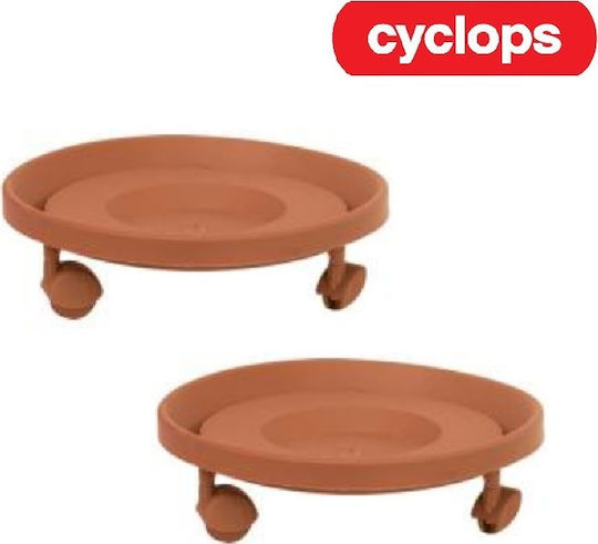 Cyclops Πιάτο Γλάστρας Πλαστικό Τερακότα Με Ρόδες 24x24εκ. 17940