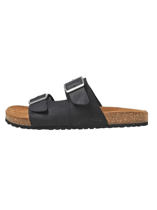 Jack & Jones Leder Herrensandalen in Schwarz Farbe