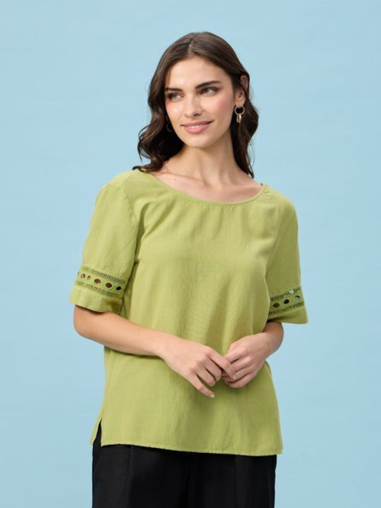 Passager Women's Blouse Short Sleeve Green