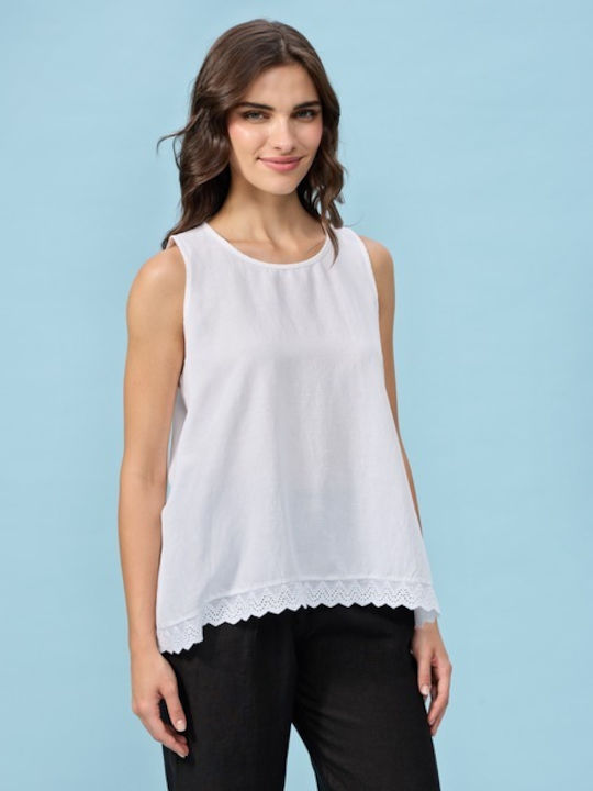 Passager Damen Bluse Ärmellos White