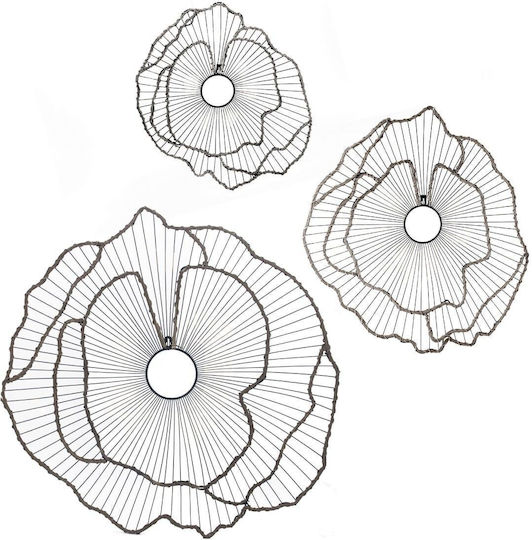 Artekko Wanddekoration Flower Schwarz aus Metall 72,5x5x69cm