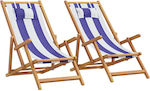 vidaXL Șezlong-Scaun de Plajă cu Înclinare 3 Locuri Sloturi Albastru Impermeabil Set 2buc