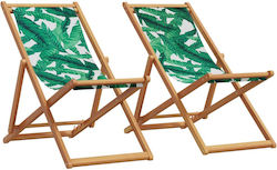 vidaXL Liegestuhl-Sessel Strand mit Neigung 3 Steckplätze Grün Wasserdicht Set 2Stück