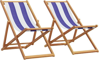 vidaXL Lounger-Armchair Beach with Recline 3 Slots Blue Waterproof Set of 2pcs