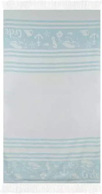 Family Enterprise Beach Towel Pareo Light Blue with Fringes 185x90cm.