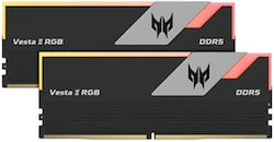 Acer Predator Vesta2 64GB DDR5 RAM cu 2 module (2x32GB) și Viteză 6000 pentru Desktop