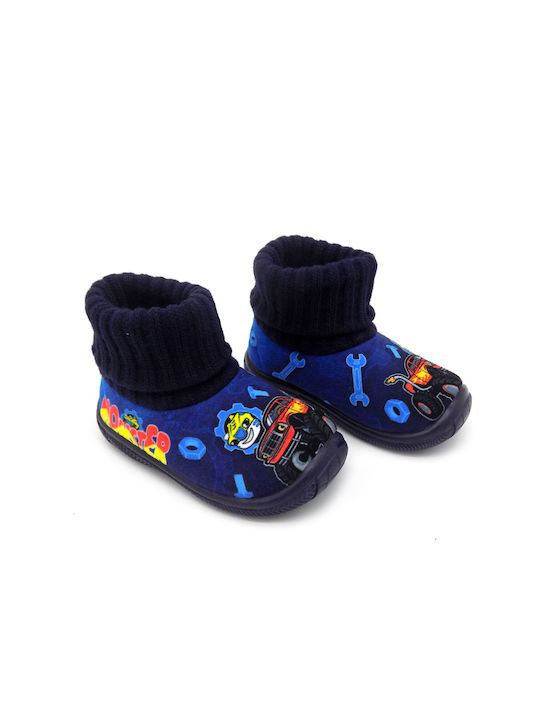 Kinderhausschuhe Stiefel Marineblau