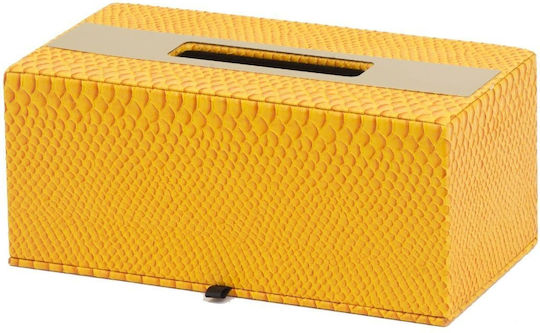 Artekko Θήκη για Χαρτομάντηλα Μεταλλική Κίτρινη 27x14x12cm 78725