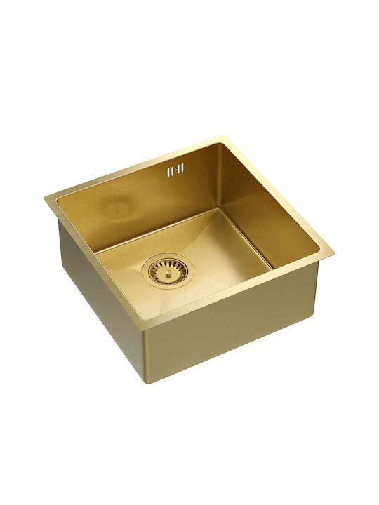 Quadron Ένθετος Νεροχύτης Inox Μ44xΠ44cm Χρυσός