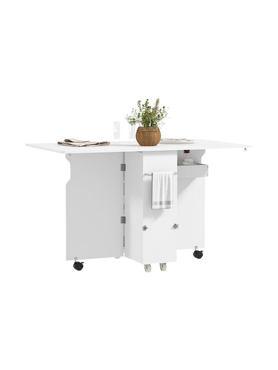 Table Collapsible Wooden White 130x80x76.5cm