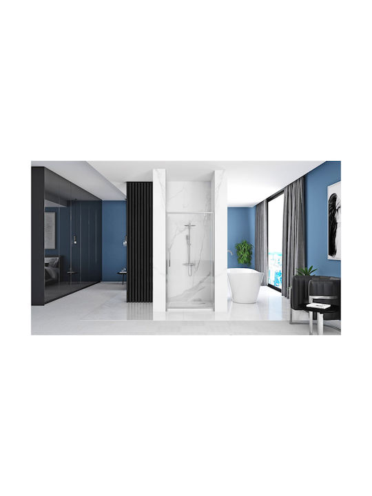 Rea Duschwand für Dusche mit Aufklappbar Tür 90x195cm Chrom
