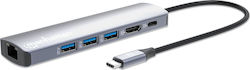 Manhattan USB-C Docking Station με HDMI 4K PD Ethernet (153959)