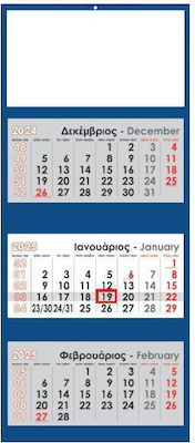 Nächster Wandkalender 2025 Vierteljährlich Blau 34x80cm