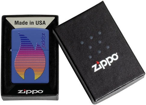 Zippo 48996 Design vibrant retro cu logo, albastru de oțel