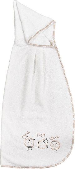 O Kosmos tou Morou Baby-Badetuch mit Kapuze Schaf Ecru 85x95cm