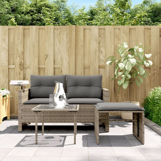 Garten- und Outdoor-Möbelsets 3 Stück Grau mit Kissen